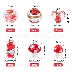 38Pcs 7 Style Handmade Luminous Inner Flower Lampwork Beads&nbsp;LAMP-OC0001-45