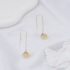 1 Pair Round Zinc Alloy Cat Eye Ear Thread&nbsp;EJEW-LP0009-10