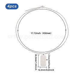 4Pcs Stainless Steel Embossed Rectangle Tag Pendant Necklaces&nbsp;NJEW-CO0001-02P