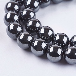 Non-Magnetic Synthetic Hematite Beads Strands&nbsp;G-H1624-12mm-1