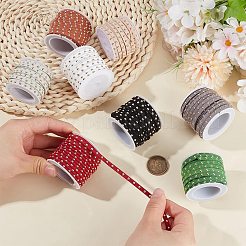 8ロール 8色フェイクスエードコード  ゴールデントーン合金リベット付き  パンクロックジュエリーには  オーガンジーのドレストリングギフトバッグ1個付き  ミックスカラー  5x2.5mm  約5.46ヤード（5m）/ロール  1ロール/色&nbsp;LW-CL0001-06B
