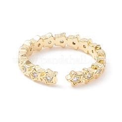 Clear Cubic Zirconia Star Cuff Ring&nbsp;KK-D067-34G-RS