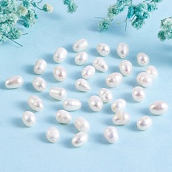 天然養殖淡水パールビーズ連売り  ライス  貝殻色  7.5~9.5x5.5~6.5mm  穴：0.7mm  約24~25個/連  7.56インチ〜7.76インチ（19.2cm〜19.7)&nbsp;PEAR-SZ0001-07
