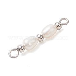 3Pcs 3 Styles Natural Cultured Freshwater Pearl Rice Beaded Links Connector Charms&nbsp;PALLOY-JF04914-01