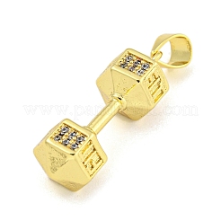 Barbell Rack Plating Brass Micro Pave Clear Cubic Zirconia Pendants&nbsp;KK-Z053-08G