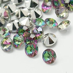 模造台湾アクリルラインストーン尖底カボション  多面カット  ダイヤモンド  ミックスカラー  3x2mm&nbsp;GACR-A003-3mm-M