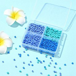 36g4色ベーキングペイントガラスシードビーズ  コーンフラワーブルー  8/0  3~3.5x2mm  穴：1~1.2mm  約9g /カラー&nbsp;SEED-FS0001-20A
