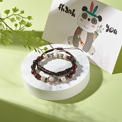 I Love You Morse Code Stretch Bracelets Set&nbsp;BJEW-JB07352-01