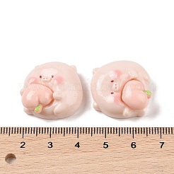 不透明樹脂デコデンカボション  漫画の桃豚  ピンク  22x23x10mm&nbsp;RESI-K040-01C