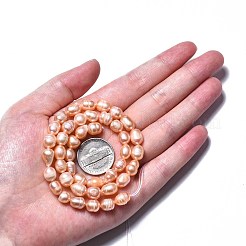 天然養殖淡水パールビーズ連売り  ライス  パールピンク  6.5~14.5x6~9mm  穴：0.8mm  約31~42個/連  14.09''~14.37''（35.8cm〜36.5cm）&nbsp;LS-PEAR-N012-06B