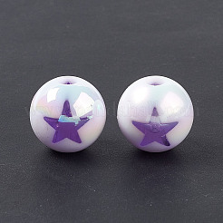 UV Plating Rainbow Iridescent Acrylic Beads&nbsp;OACR-H015-14