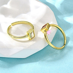 3Pcs 3 Colors Brass Micro Pave Cubic Zirconia Cuff Rings for Women&nbsp;RJEW-S399-06G