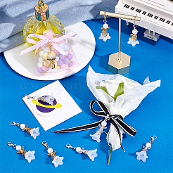 60個 2色 エンジェル ABSプラスチック 模造真珠&アクリルペンダントデコレーション  合金製カニカン付き  プラチナ·ゴールデン  50mm  30個/カラー&nbsp;HJEW-PH02078