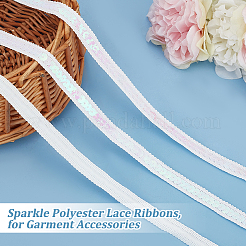 Sparkle Polyester Lace Ribbons&nbsp;OCOR-WH0090-67B