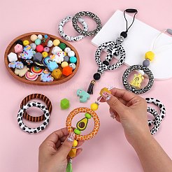 16 個 16 スタイル食品グレードの環境に優しいシリコンペンダント  リング  ミックスカラー  65x10mm  穴：3mm  1個/スタイル&nbsp;SIL-SZ0001-64D