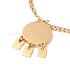 Ion Plating(IP) Shell Flat Round with Evil Eye Pendant Necklace with 304 Stainless Steel Curb Chains for Women&nbsp;NJEW-P262-03G