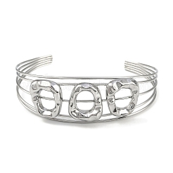 Non-Tarnish 304 Stainless Steel Hollow Open Cuff Bangles&nbsp;BJEW-Q348-03P-06