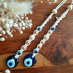 Teardrop with Evil Eye Glass Pendant Decorations&nbsp;EVIL-PW0002-05