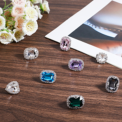 8Pcs 8 Styles Iron & Glass Shoe Buckle Clips&nbsp;FIND-CP0002-96