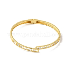 Rack Plating Brass Pave Clear Cubic Zirconia Hinged Bangles&nbsp;BJEW-G716-03G