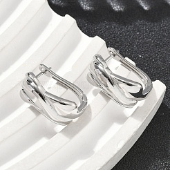 長方形真鍮フープピアス  プラチナメッキ  19x15x9.5mm&nbsp;EJEW-D320-21P