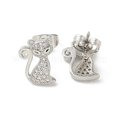 Brass Micro Pave Clear Cubic Zirconia Stud Earrings&nbsp;EJEW-R009-01P