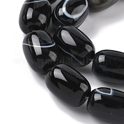 天然縞瑪瑙/縞瑪瑙（染色・加熱）ビーズ連売り  コラム  ブラック  17~18x13mm  穴：1mm  約11個/連  7.68''（19.5センチメートル）&nbsp;G-H324-01H