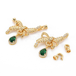 Brass Micro Pave Clear Cubic Zirconia Fold Over Clasps&nbsp;KK-S354-317-NF