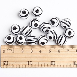 分厚いフーセンガム風白と黒のアクリルゼブラストライプスタイルハートビーズ  サイズ：直径約12mm  穴：2.5mm&nbsp;X-SACR-C020-42
