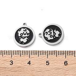 304ステンレススチールブラックエナメルチャーム  ステンレス鋼色  フラットラウンドのチャーム  羊  14.5x12.5x1.5mm  穴：1mm&nbsp;STAS-M102-17P-04