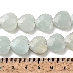 天然フラワーアマゾナイトビーズ連売り  多面カット  ハート  14.5~15x15~15.5x5.5~6mm  穴：1mm  約10個/連  5.51~5.71''（14~14.5センチメートル）&nbsp;G-A309-A10-01