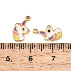 304ステンレススチールエナメルチャーム  ユニコーンチャーム  カラフル  14KGP本金メッキ  13.5x7.5x1.5mm  穴：1.2mm&nbsp;SA-CBA02E8-13G