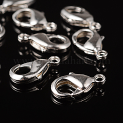 真鍮カニカン  オウムトリガークラスプ  カドミウムフリー＆ニッケルフリー＆鉛フリー  銀  15x8x3mm  穴：2mm&nbsp;KK-903-S-NF