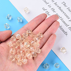 透明なアクリルビーズ  多面カット  正方形  ナバホホワイト  8.5x9.5x9.5mm  穴：2.5mm  約1070個/500g&nbsp;MACR-S373-51B-B11