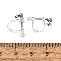 201ステンレススチールクリップオンイヤリングセッティング  プラスチック付き  ステンレス鋼色  11x17x3.5mm  穴：1.8mm&nbsp;STAS-F311-15P