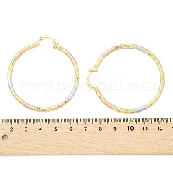 真鍮ツートンツイストフープピアス  18KGP本金メッキ  50x3mm  ピン：14x1.5x0.5mm&nbsp;EJEW-B117-06F-M