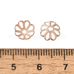 メッキ真鍮ビーズキャップラック  長持ちメッキ  鉛フリー＆カドミウムフリー  8枚の花びら  花  ローズゴールド  8x3mm  穴：1.4mm&nbsp;KK-F090-21RG-02