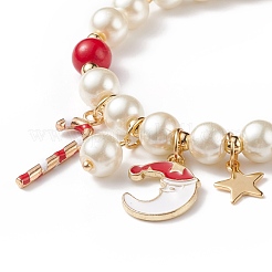 Natural Mashan Jade & Glass Pearl Beaded Stretch Bracelet&nbsp;BJEW-TA00143