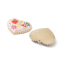 メッキ合金エナメルチャームラック  樹脂と  ナザールボンジュウと花のチャームが付いたハート  カドミウムフリー＆ニッケルフリー＆鉛フリー  ゴールドカラー  カラフル  21x25x3.5mm  穴：1.6mm&nbsp;FIND-C050-13G-06