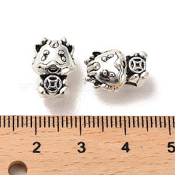 チベット風合金ヨーロピアンビーズ  大穴ビーズ  カドミウムフリー＆鉛フリー  ドラゴン  アンティークシルバー  14x10x9mm  穴：4mm  約327個/1000g&nbsp;FIND-C043-040AS