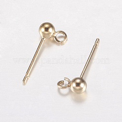 JK Findings製品  イエローゴールドフィルドボールスタンドピアスパーツ  カン付き  1/20 14KGFゴールドフィルド  ピアスポスト  3mm  穴：1.5mm  ピン：0.6mm&nbsp;KK-K200-19G