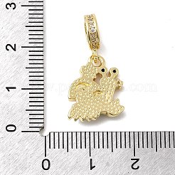 Brass Micro Pave Clear Cubic Zirconia European Dangle Charms&nbsp;KK-C137-19G