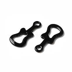 スプレー塗装された201ステンレススチールチャーム  ギターチャーム  ブラック  14x6x0.5mm  穴：1.2mm&nbsp;LS-STAS-I672-08B