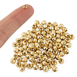 真鍮製スペーサービーズ100個  長持ちメッキ  多面カットラウンド  24KGP本金メッキ  3.5mm  穴：1.5mm&nbsp;KK-TA0008-36
