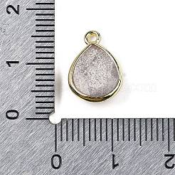 天然サンストーンのファセットペンダント  ラックメッキ金メッキ真鍮ティアドロップチャーム  14x9.5x4mm  穴：1.4mm&nbsp;G-U019-05G-10