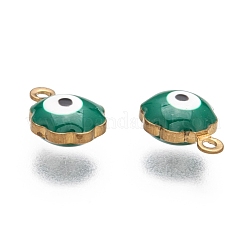 ゴールド調真鍮製エナメルチャーム  目で花  ミックスカラー  9x7x5mm  穴：1mm&nbsp;KK-Q571-05-M