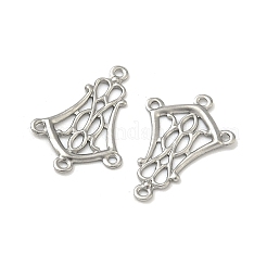 変色防止 304 ステンレススチール製中空花シャンデリア部品リンク  ステンレス鋼色  20x13x0.5mm  穴：1mm&nbsp;STAS-R083-25