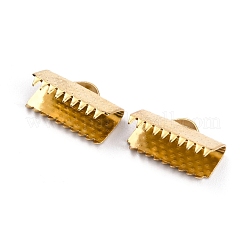 304ステンレススチールリボンエンド  18KGP本金メッキ  9x15x6mm  穴：3x1.5mm&nbsp;STAS-B004-07G-B