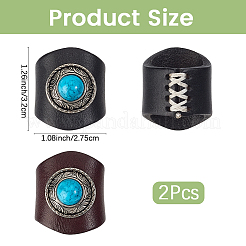 2Pcs 2 Colors Leather & Alloy & Synthetic Turquoise Scarf Clips&nbsp;AJEW-CL0005-24A