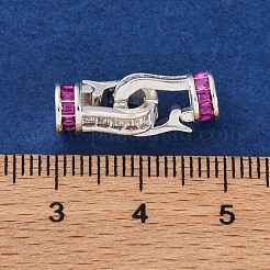 真鍮製マイクロパヴェキュービックジルコニア折りたたみ式クラスプ  銀  20mm&nbsp;KK-C076-06S